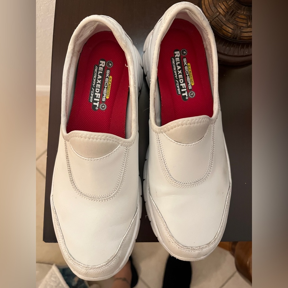 Skechers White Slip-On Sneakers